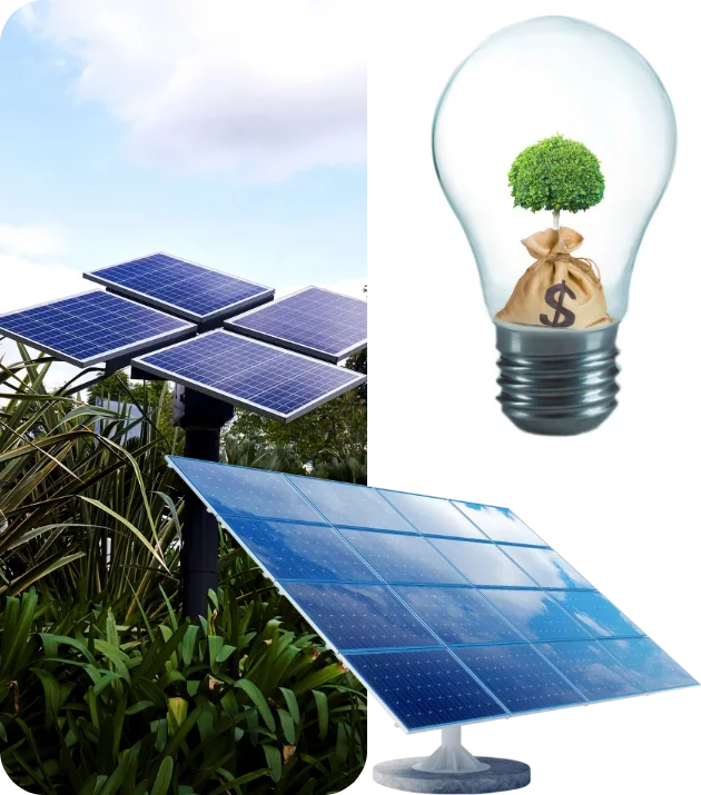 Solar panels and clean energy savings illustration