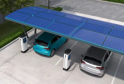 Electric vehicle charging near solar infrastructure