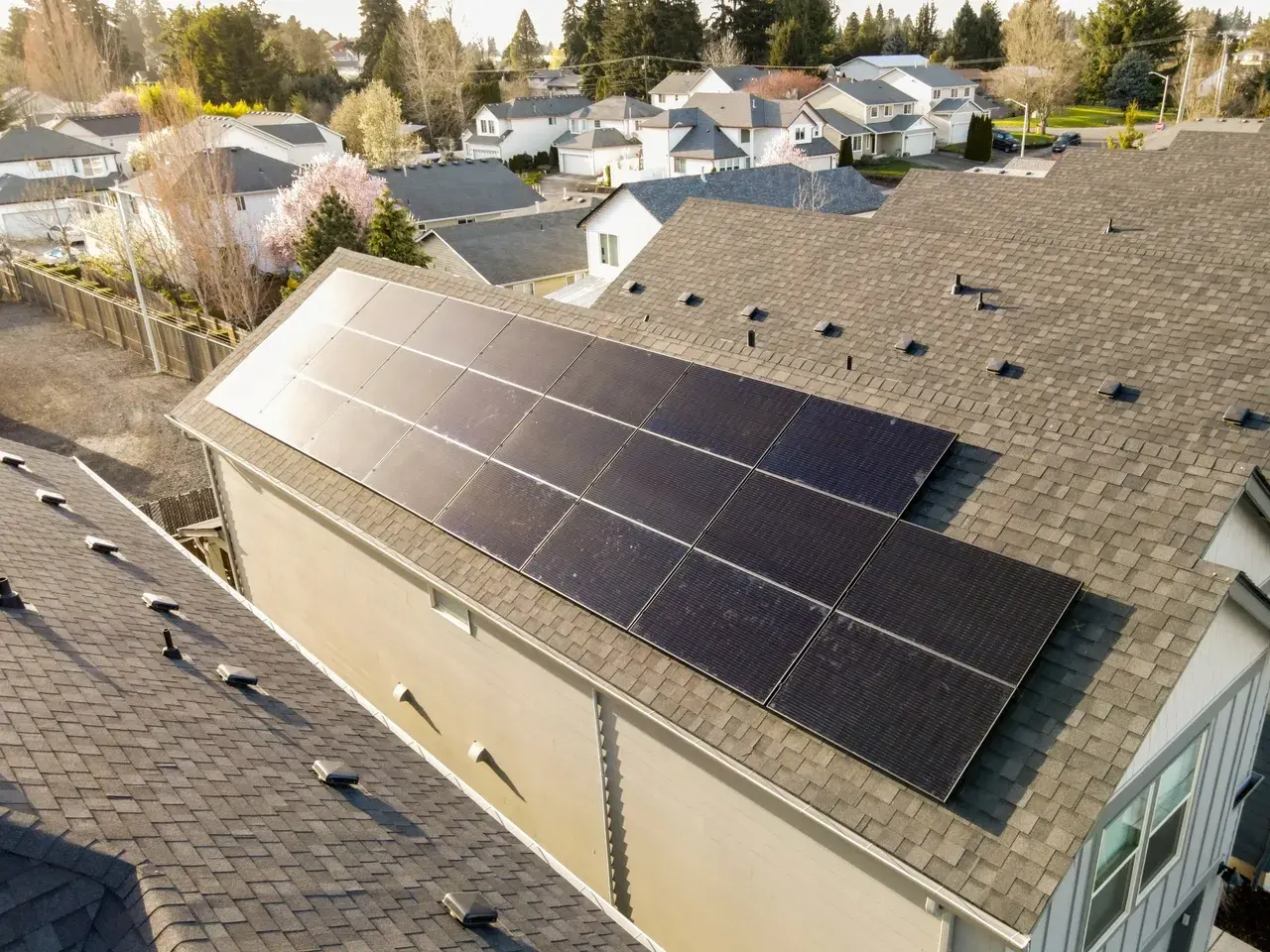 Finished solar array on a home roof